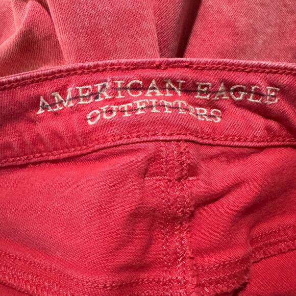 American Eagle SZ 2 Shorts Mid-Rise Stretch Zip-Fly Rear Frayed Hems Pink Wash - Picture 5 of 7